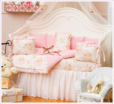 Give Your Princess a Chenille Four Piece Crib Bedding Set